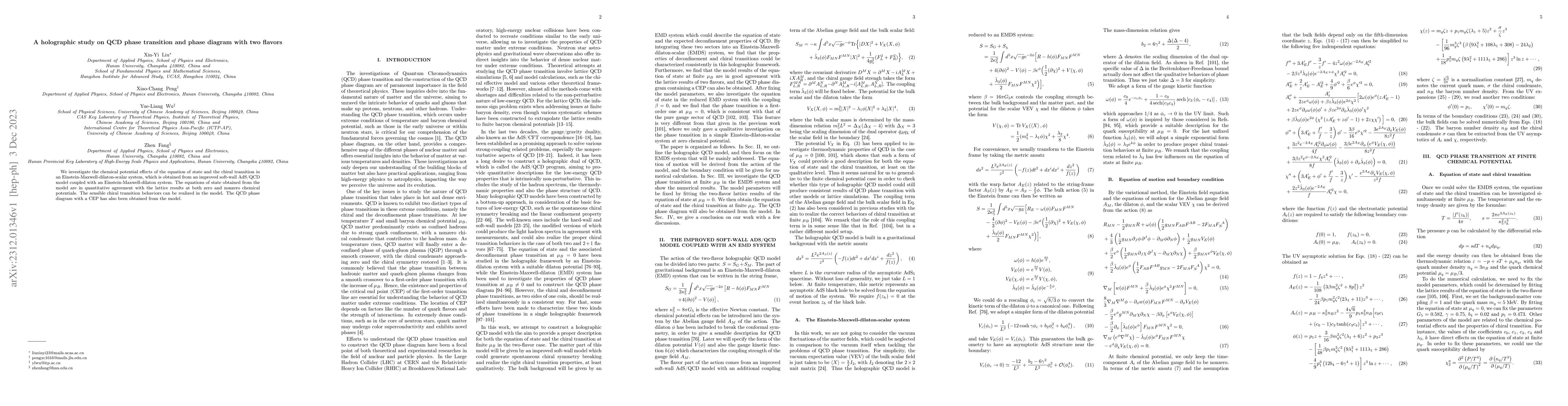 Thumbnail for A holographic study on QCD phase transition and phase diagram with two
  flavors