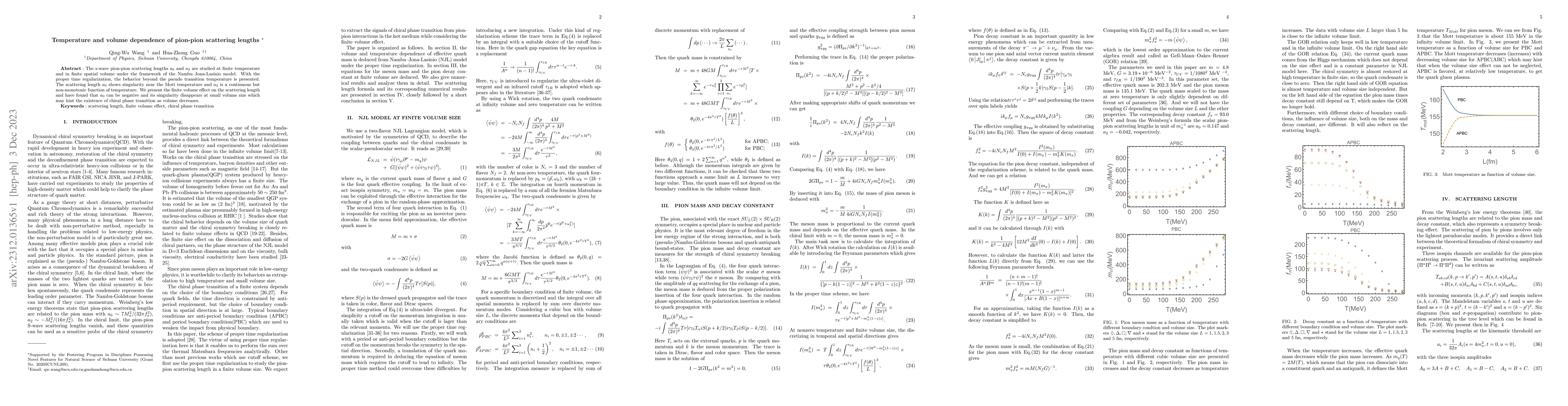 Thumbnail for Temperature and volume dependence of pion-pion scattering lengths