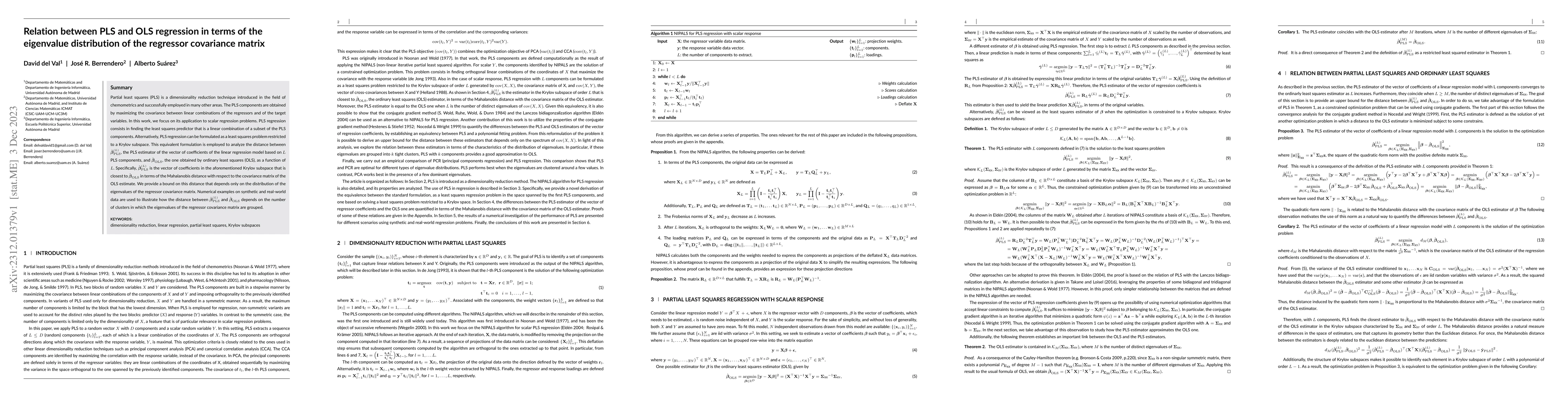 Thumbnail for Relation between PLS and OLS regression in terms of the eigenvalue
  distribution of the regressor covariance matrix