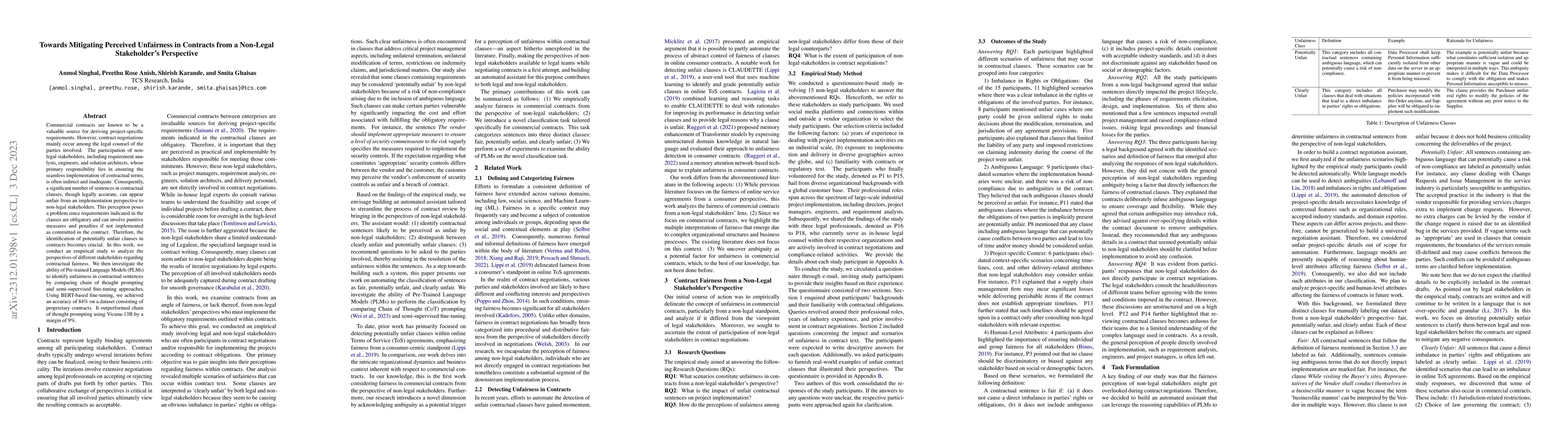 Thumbnail for Towards Mitigating Perceived Unfairness in Contracts from a Non-Legal
  Stakeholder's Perspective