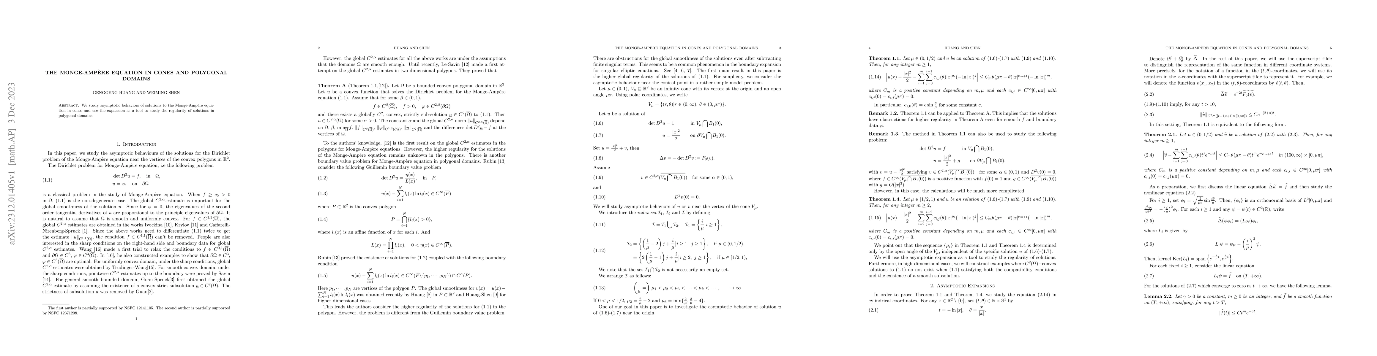 Thumbnail for The Monge-Amp\`ere equation in cones and polygonal domains