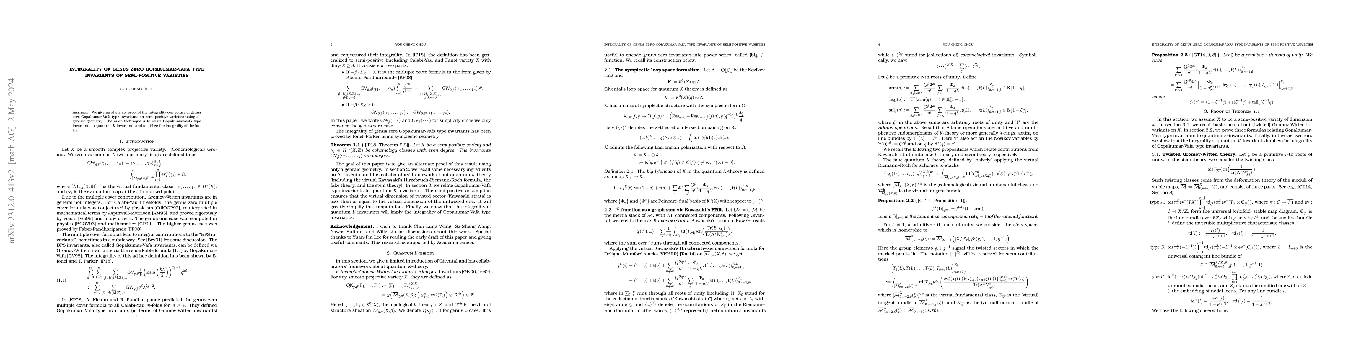 Thumbnail for Integrality of genus zero Gopakumar-Vafa type invariants of
  semi-positive varieties