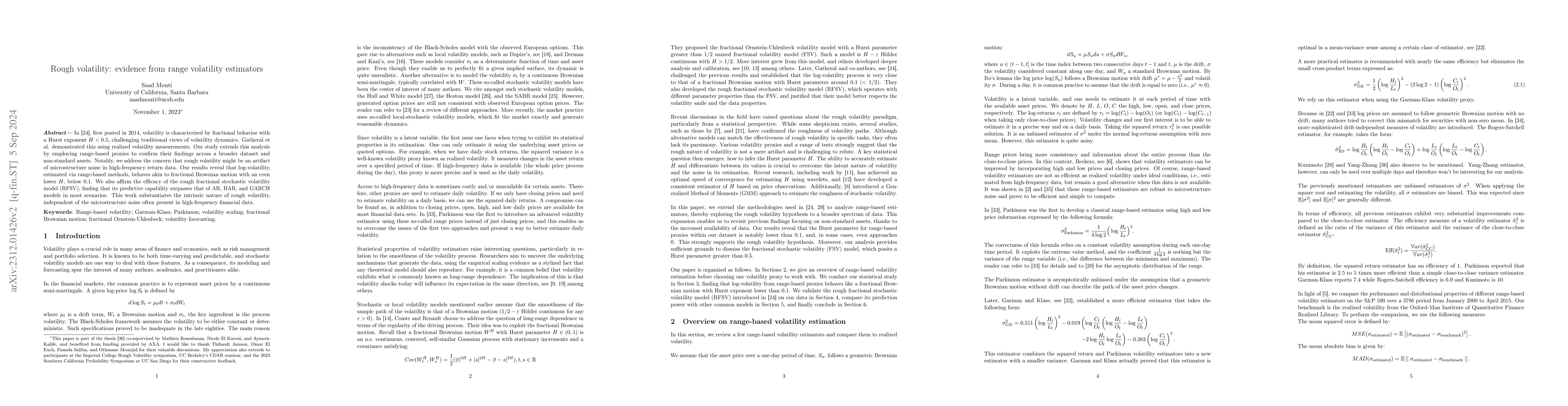 Thumbnail for Rough volatility: evidence from range volatility estimators