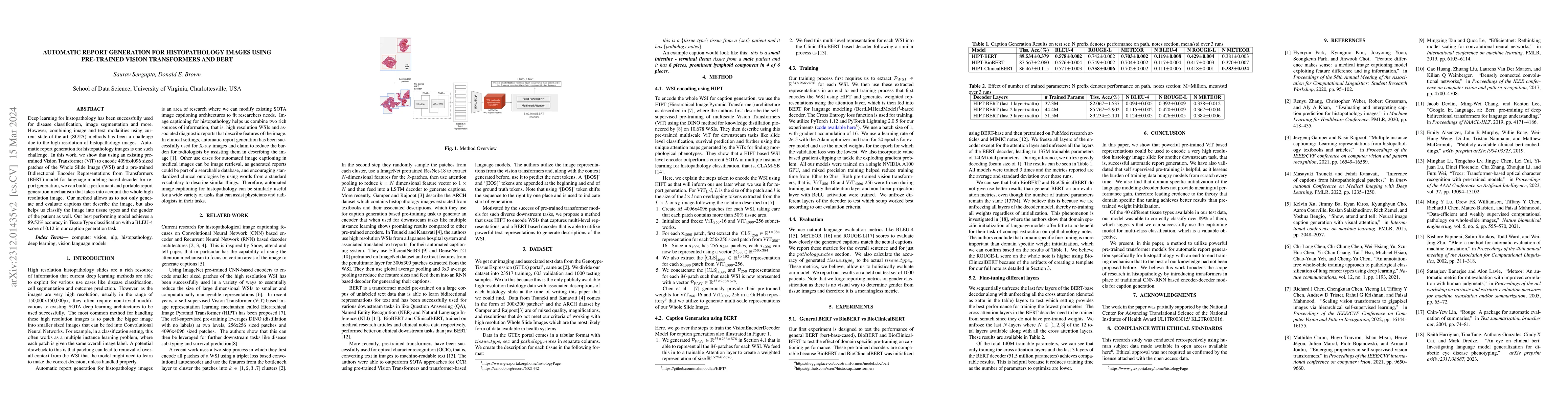 Thumbnail for Automatic Report Generation for Histopathology images using pre-trained
  Vision Transformers and BERT