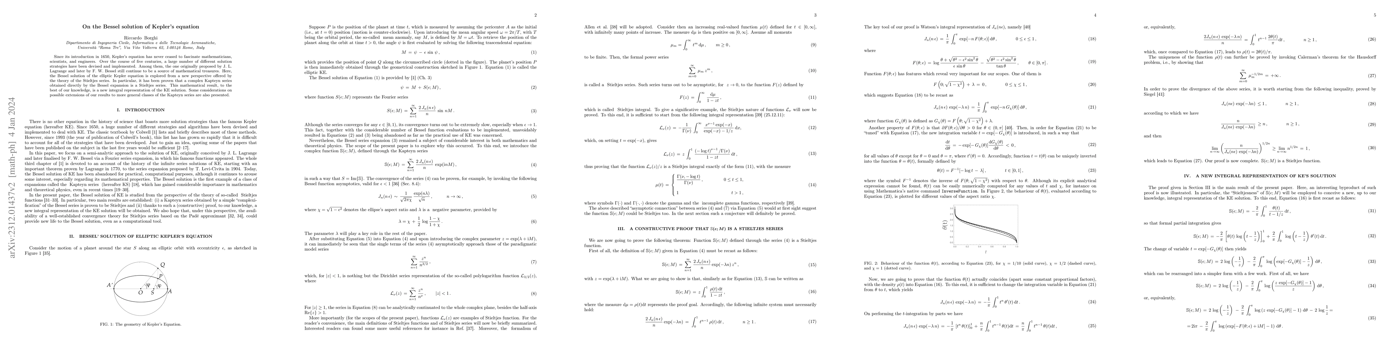 Thumbnail for On the Bessel solution of Kepler's equation