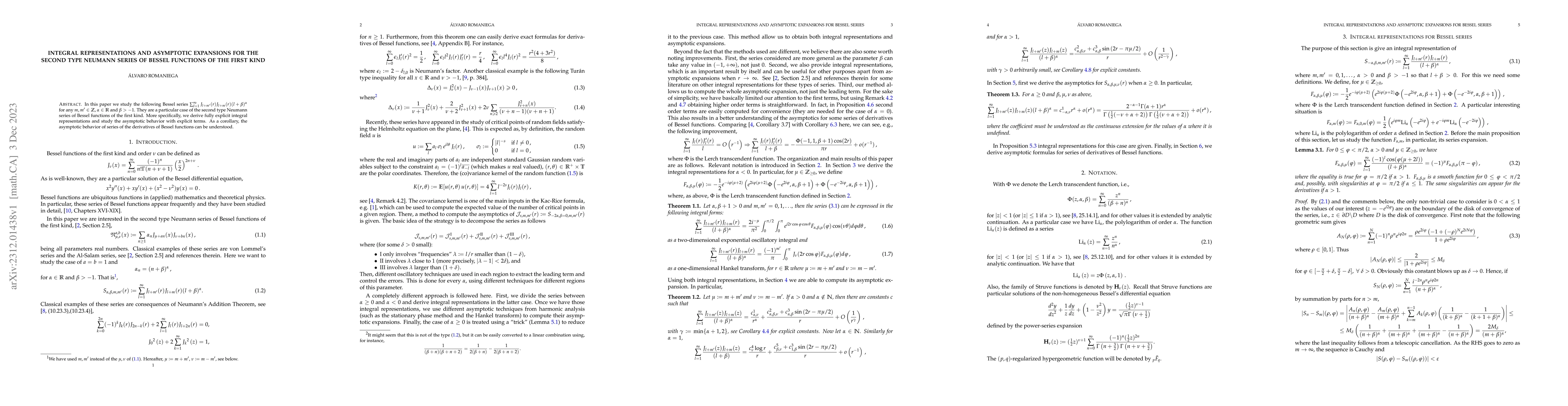 Thumbnail for Integral representations and asymptotic expansions for the second type
  Neumann series of Bessel functions of the first kind