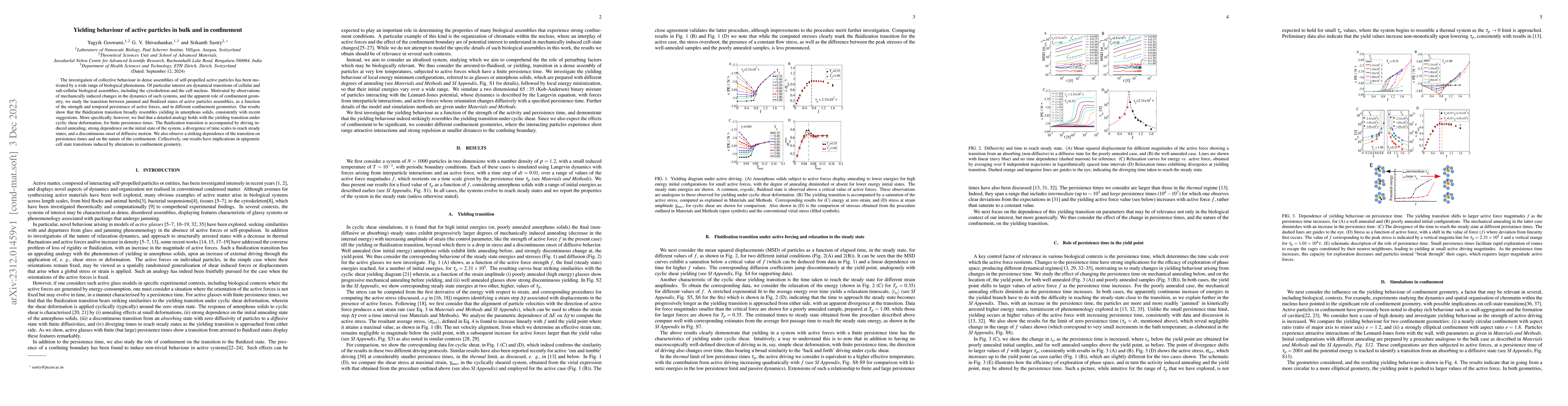 Thumbnail for Yielding behaviour of active particles in bulk and in confinement