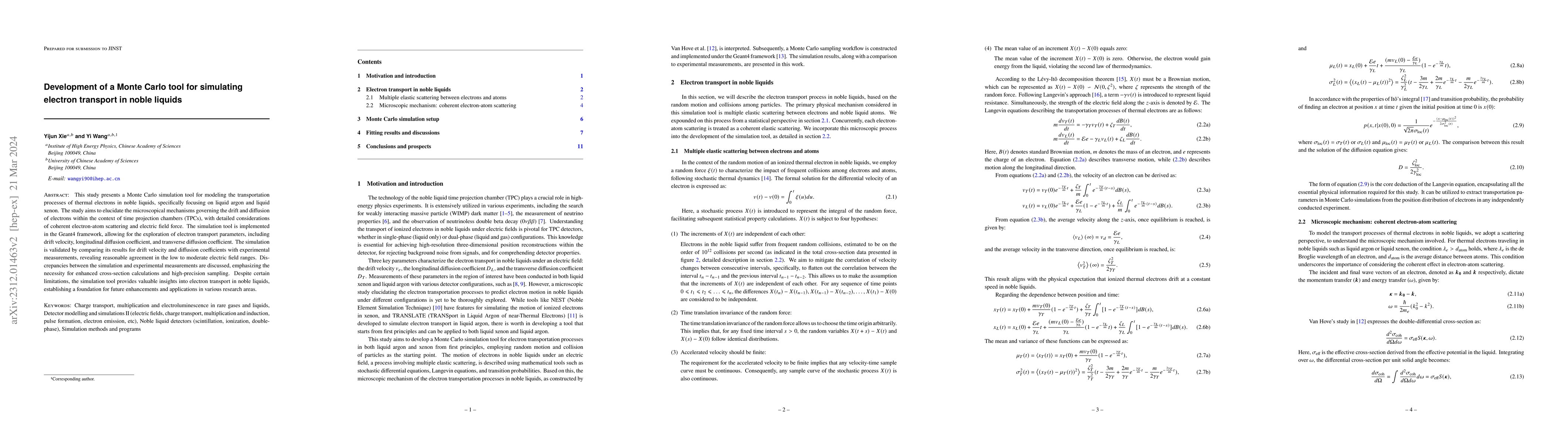 Thumbnail for Development of a Monte Carlo tool for simulating electron transport in
  noble liquids