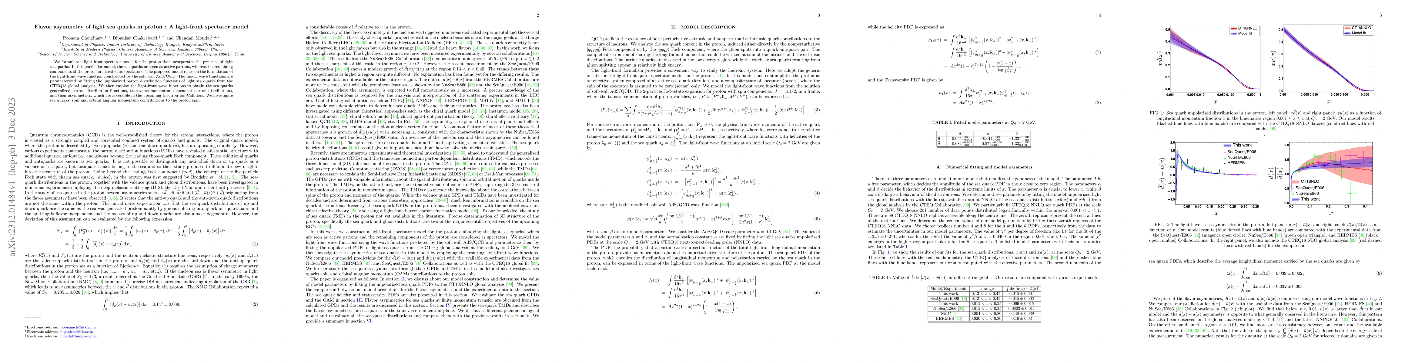 Thumbnail for Flavor asymmetry of light sea quarks in proton : A light-front spectator
  model
