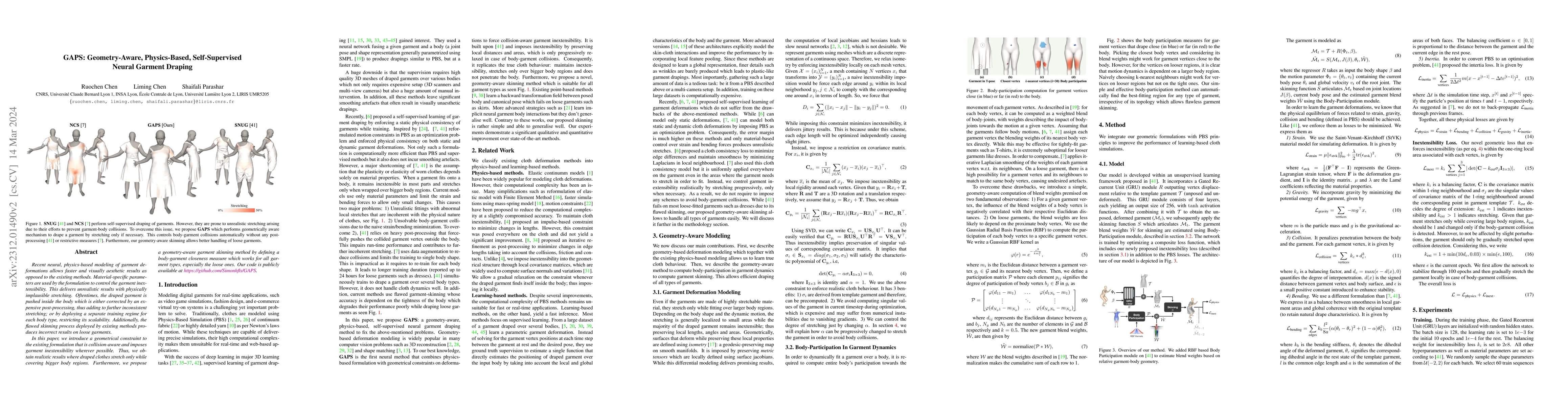 Thumbnail for GAPS: Geometry-Aware, Physics-Based, Self-Supervised Neural Garment
  Draping