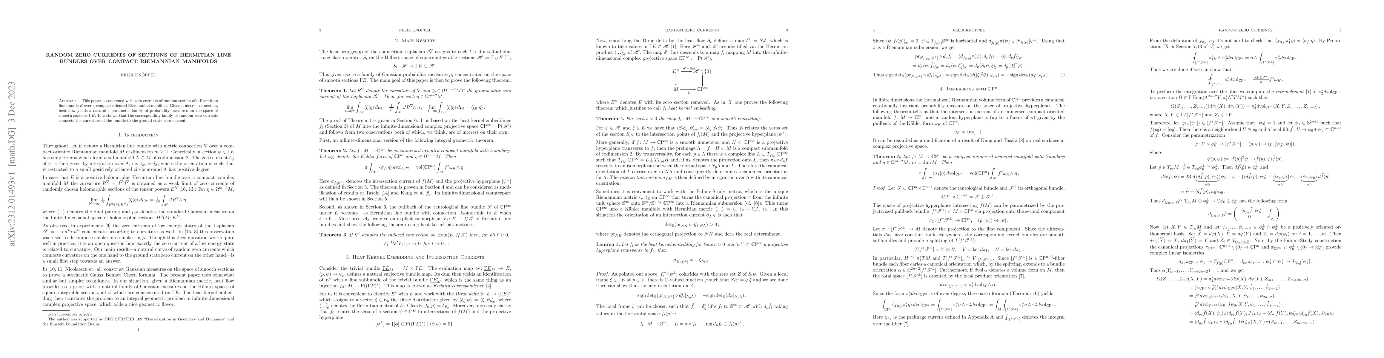 Thumbnail for Random zero currents of sections of Hermitian line bundles over compact
  Riemannian manifolds