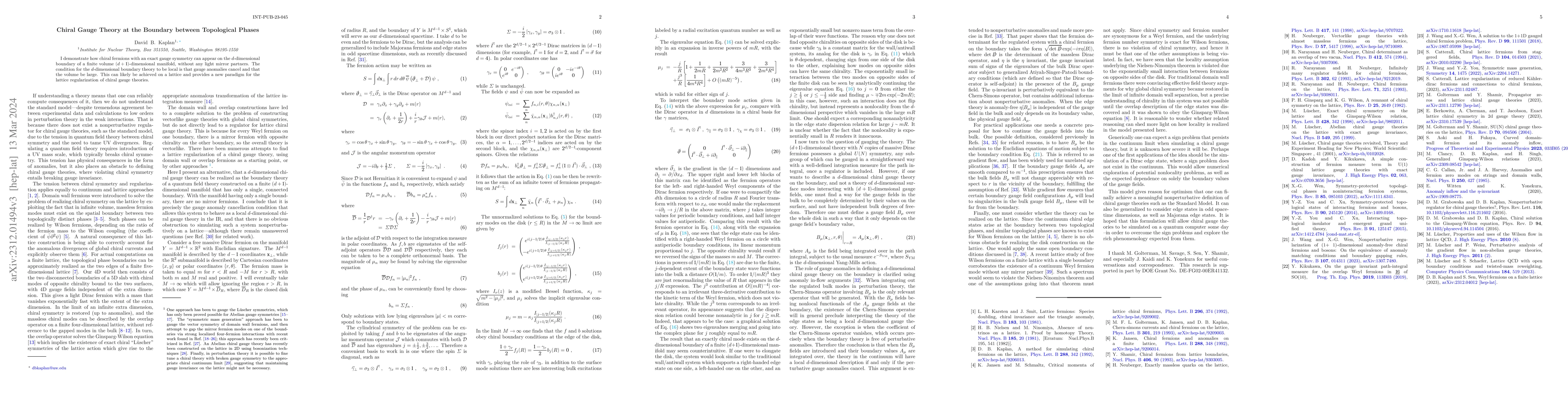 Thumbnail for Chiral gauge theory at the boundary between topological phases