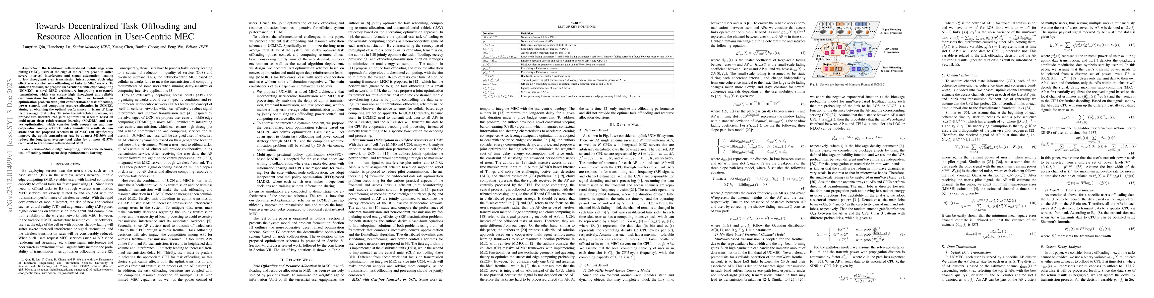 Thumbnail for Towards Decentralized Task Offloading and Resource Allocation in
  User-Centric Mobile Edge Computing