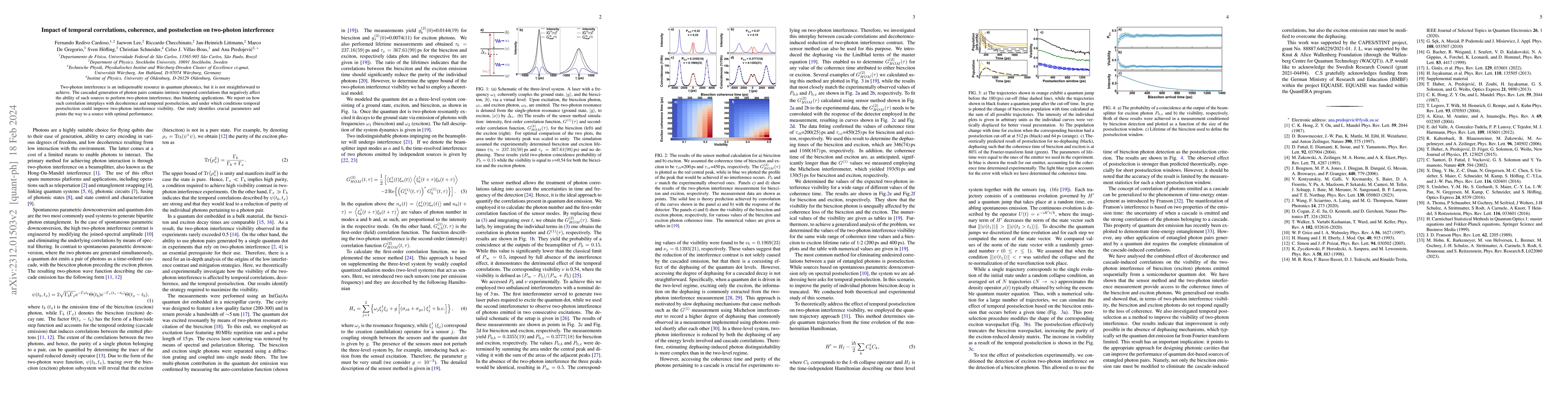 Thumbnail for Impact of temporal correlations, coherence, and postselection on
  two-photon interference