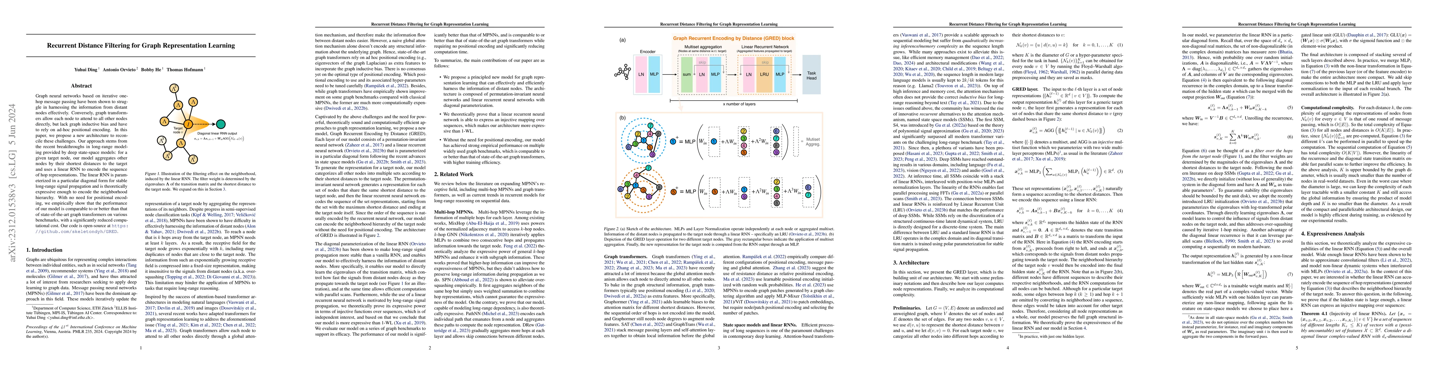 Thumbnail for Recurrent Distance Filtering for Graph Representation Learning