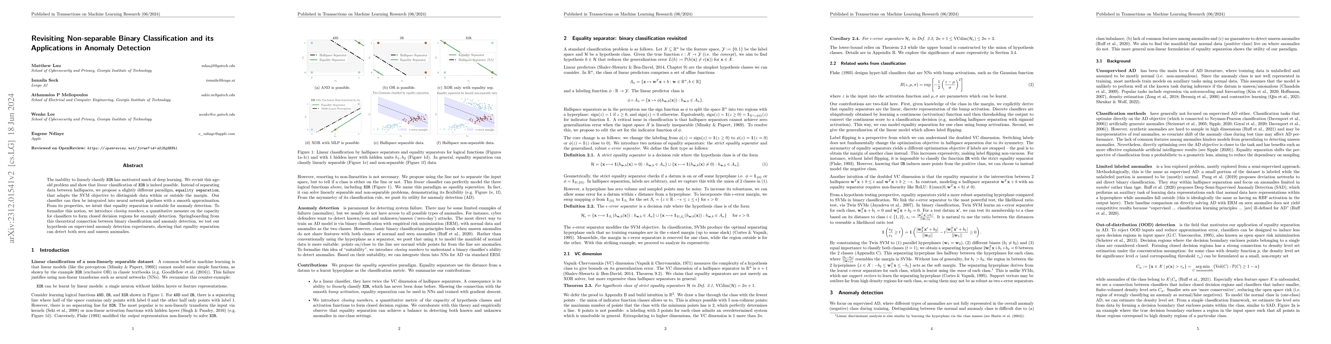 Thumbnail for Revisiting Non-separable Binary Classification and its Applications in
  Anomaly Detection