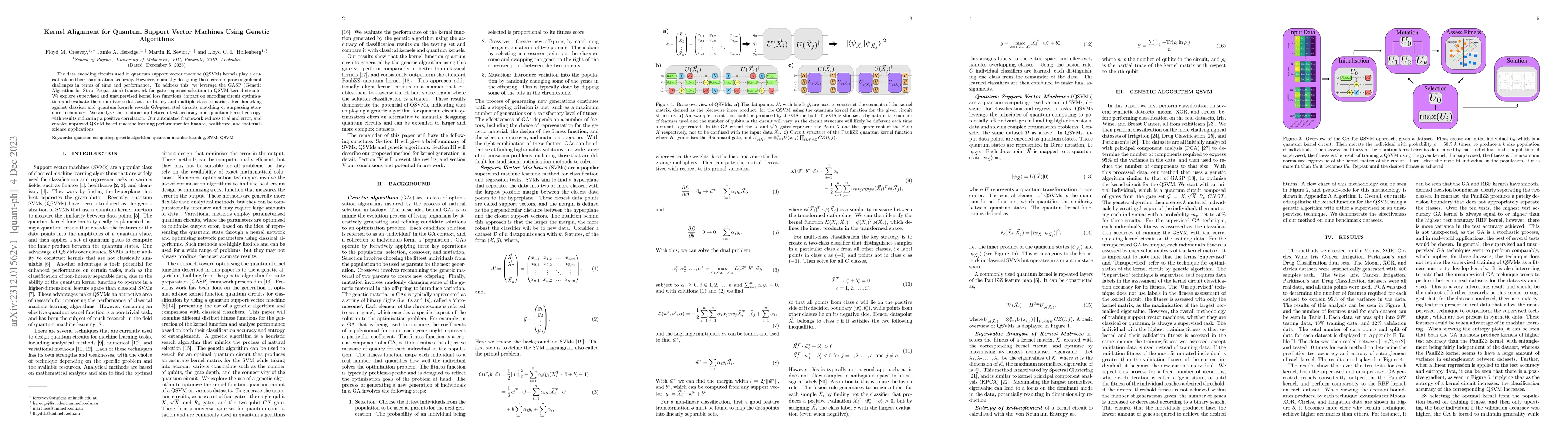 Thumbnail for Kernel Alignment for Quantum Support Vector Machines Using Genetic
  Algorithms