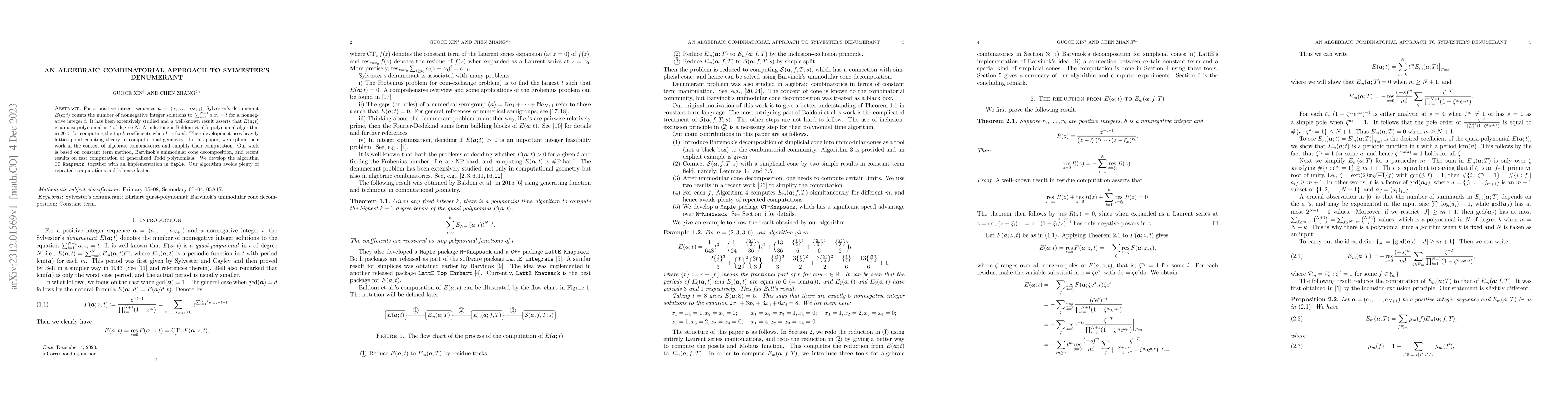 Thumbnail for An algebraic combinatorial approach to Sylvester's denumerant