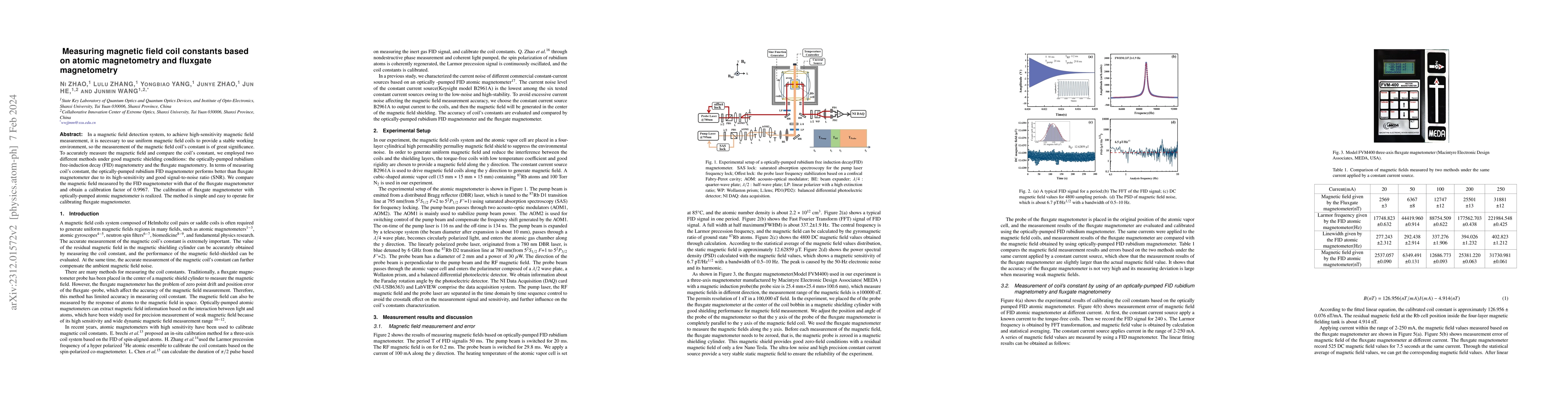 Thumbnail for Measuring magnetic field coil constants based on atomic magnetometry and
  fluxgate magnetometry