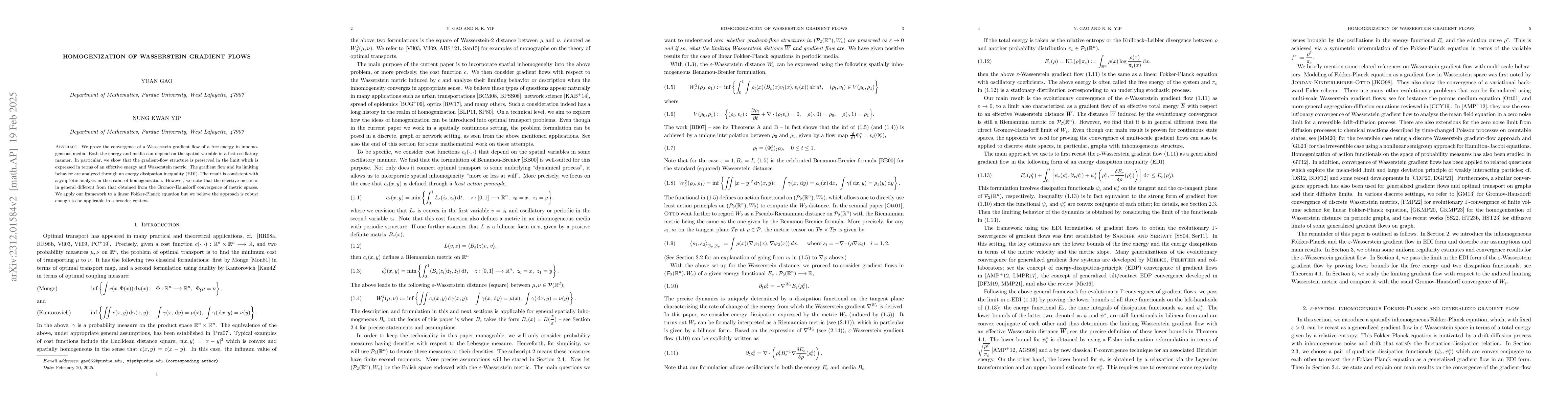 Thumbnail for Homogenization of Wasserstein gradient flows