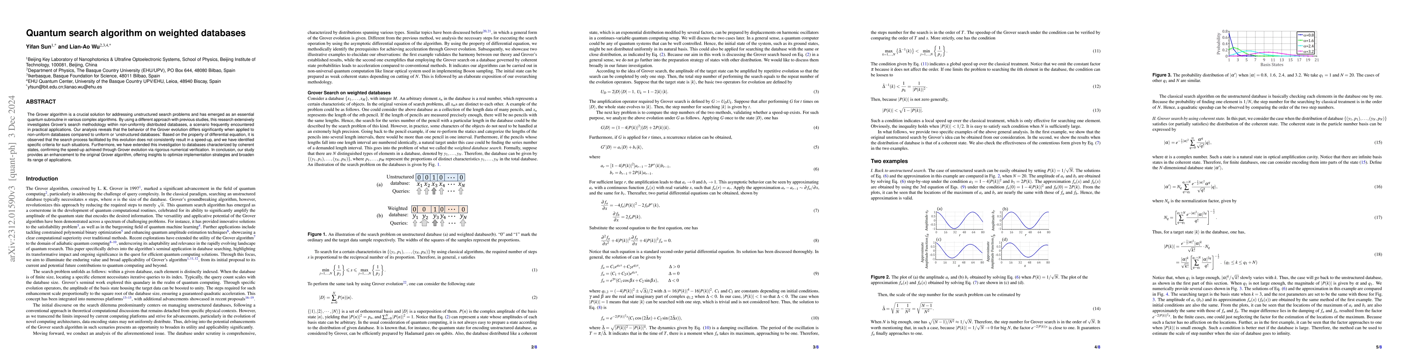 Thumbnail for Quantum search algorithm on weighted databases