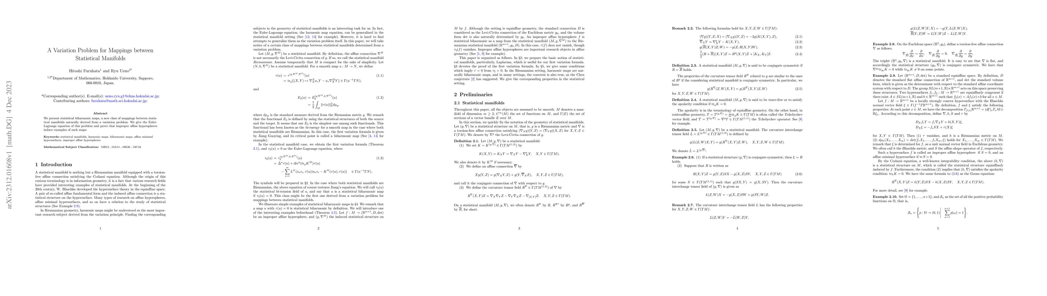 Thumbnail for A Variation Problem for Mappings between Statistical Manifolds