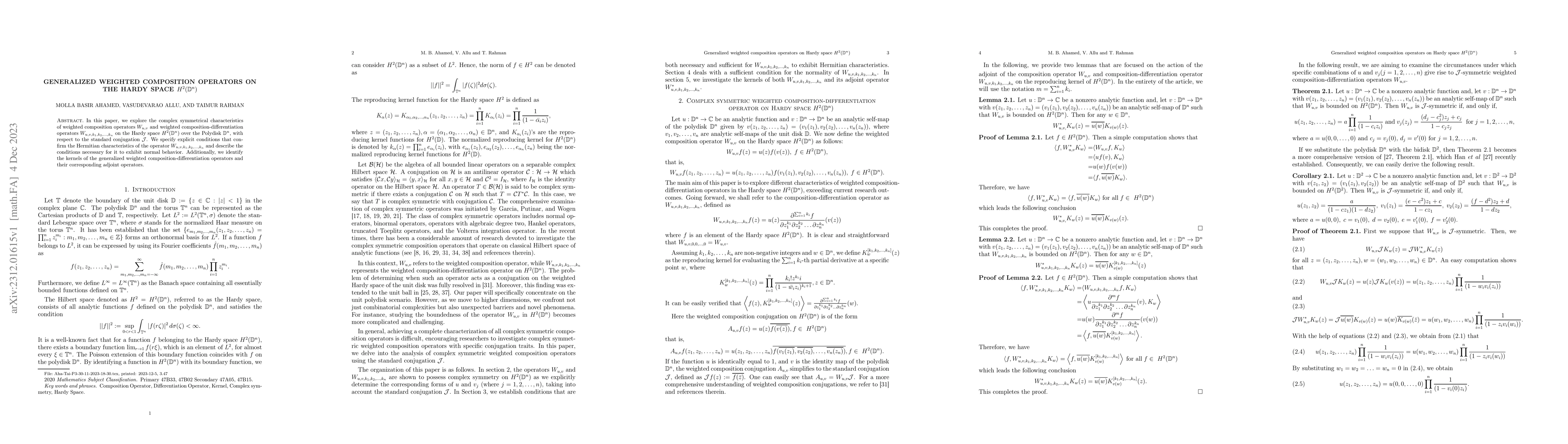 Thumbnail for Generalized weighted composition operators on Hardy space
  $H^2(\mathbb{D}^n)$