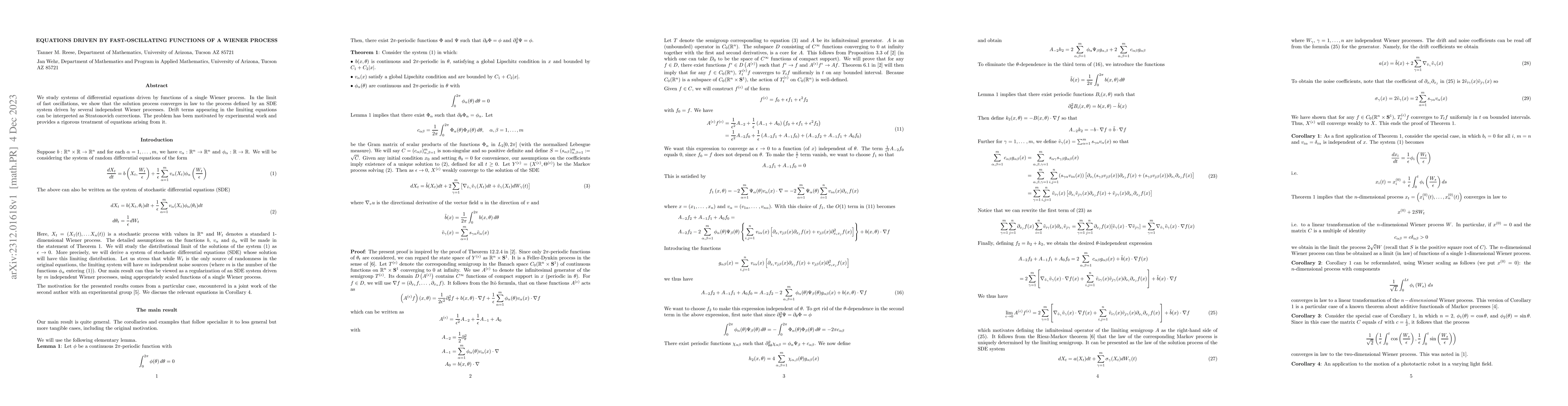 Thumbnail for Equations driven by fast-oscillating functions of a Wiener process