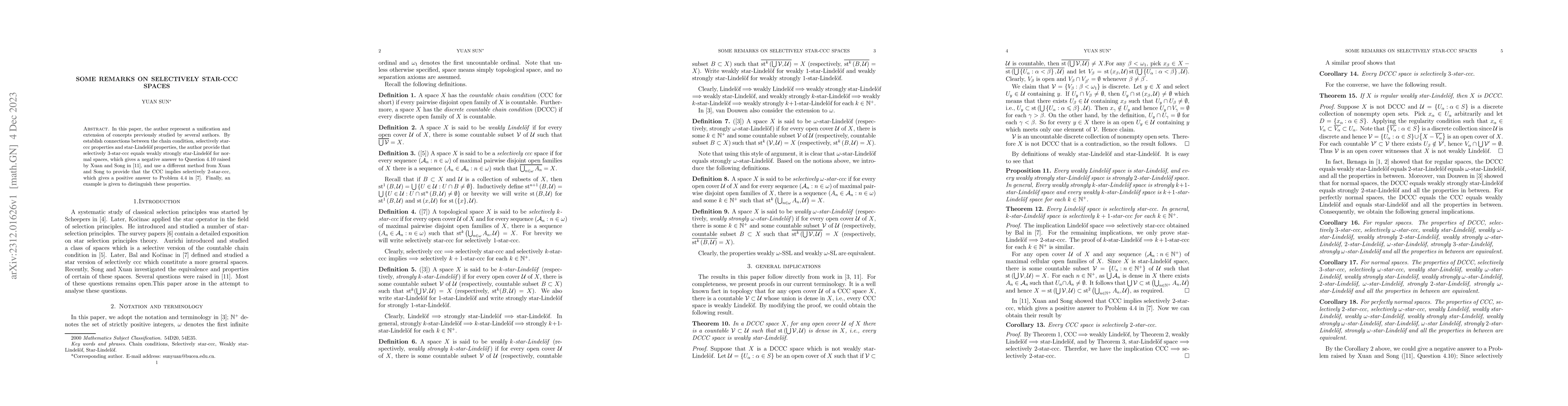 Thumbnail for Some remarks on selectively star-ccc spaces