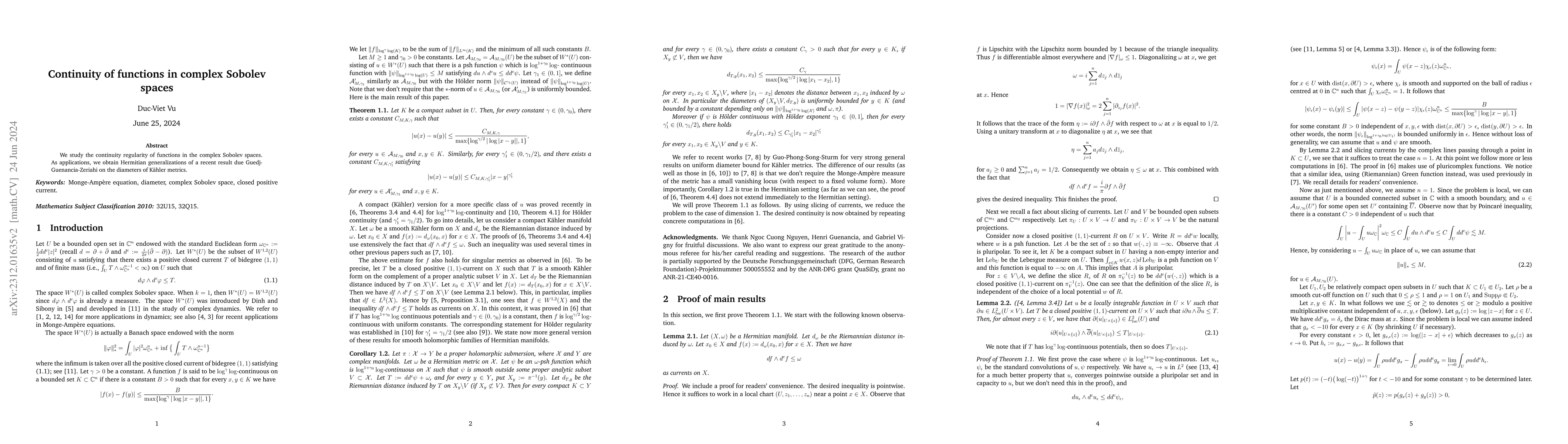 Thumbnail for Continuity of functions in complex Sobolev spaces