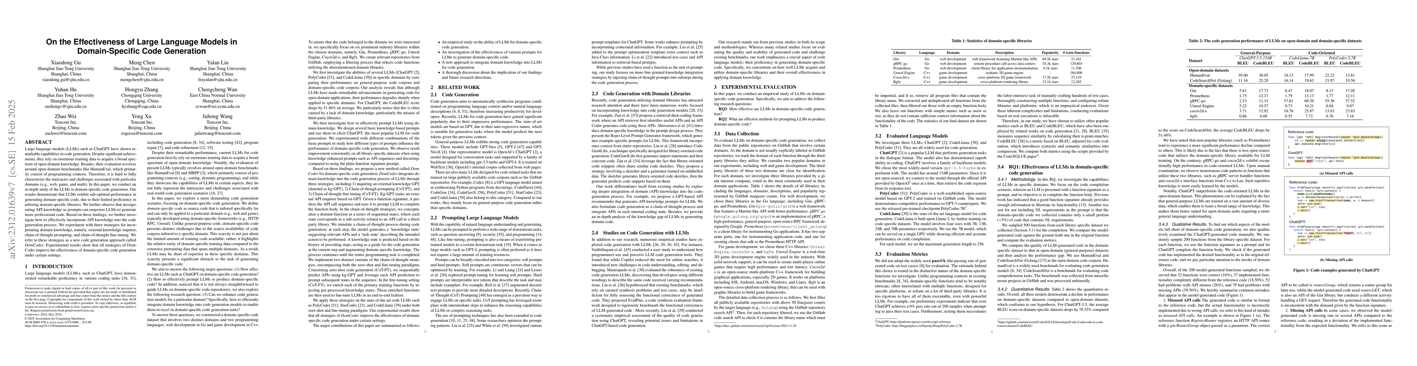 Thumbnail for On the Effectiveness of Large Language Models in Domain-Specific Code
  Generation