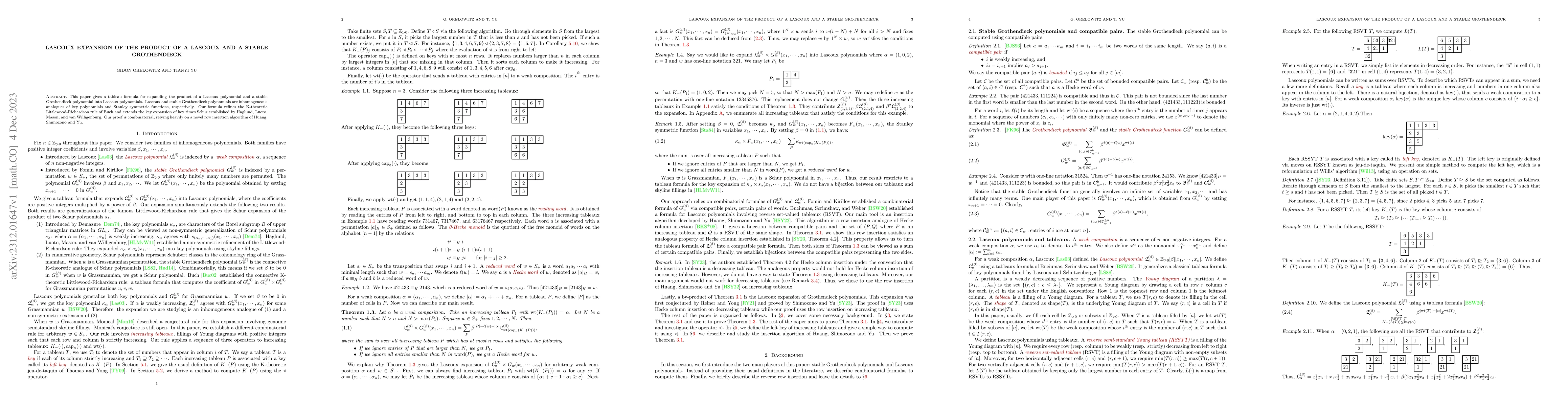 Thumbnail for Lascoux expansion of the product of a Lascoux and a stable Grothendieck