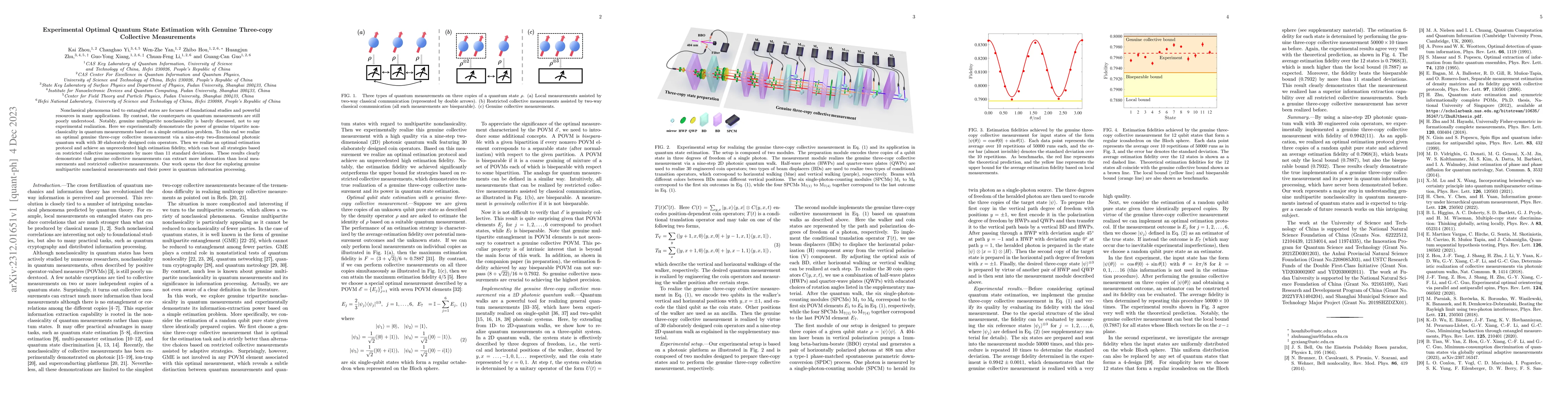 Thumbnail for Experimental Optimal Quantum State Estimation with Genuine Three-copy
  Collective Measurements