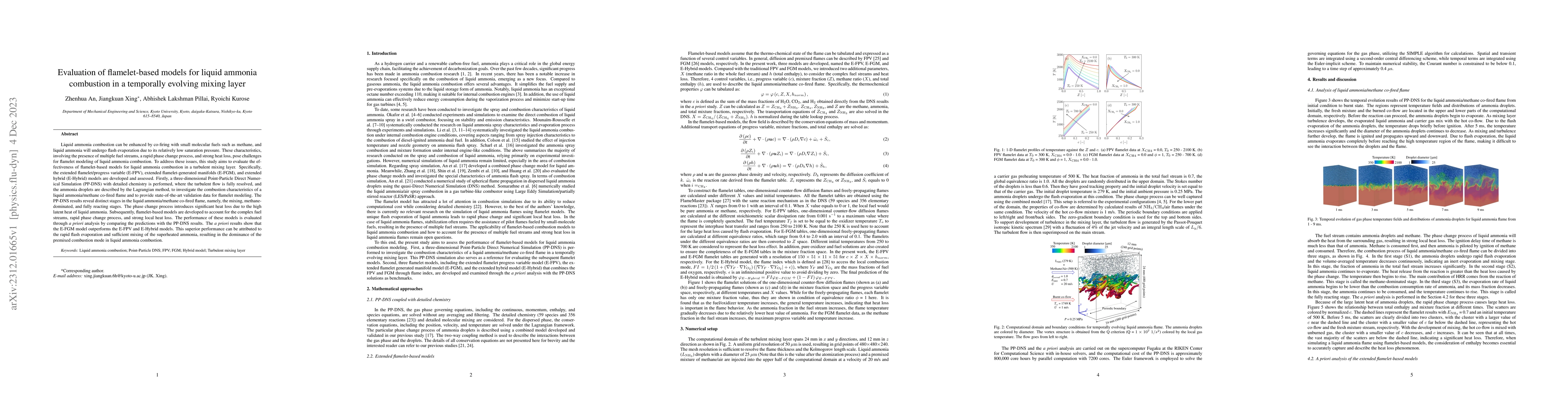 Thumbnail for Evaluation of flamelet-based models for liquid ammonia combustion in a
  temporally evolving mixing layer