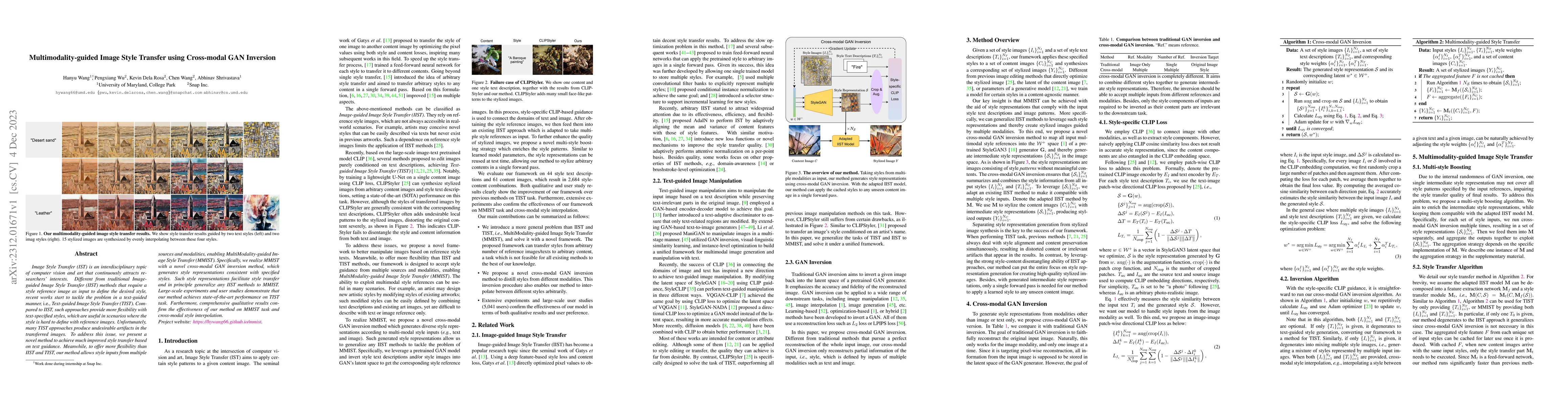 Thumbnail for Multimodality-guided Image Style Transfer using Cross-modal GAN
  Inversion