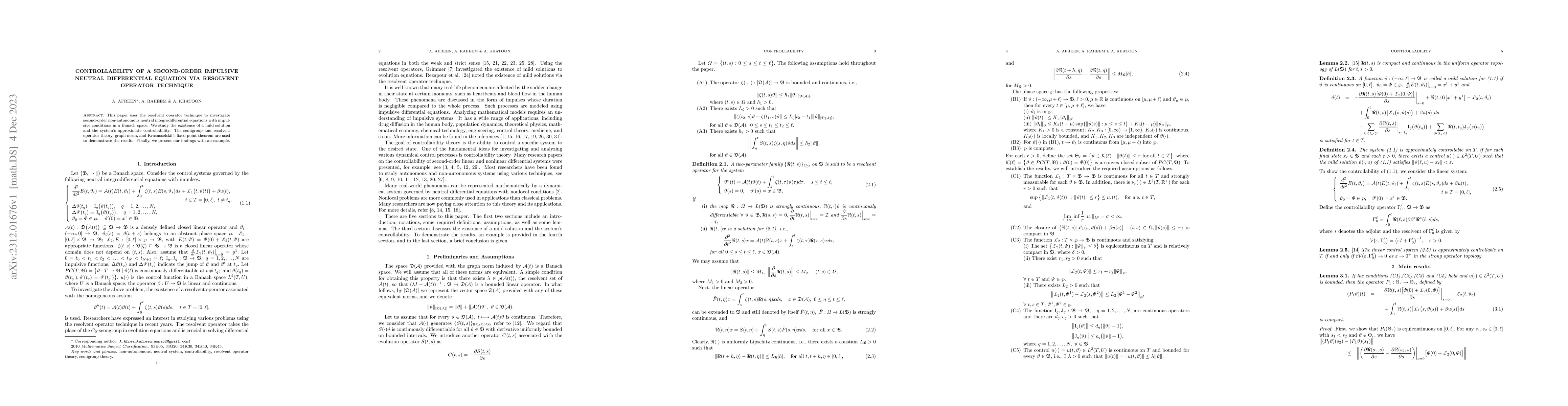 Thumbnail for Controllability of a second-order impulsive neutral differential
  equation via resolvent operator technique