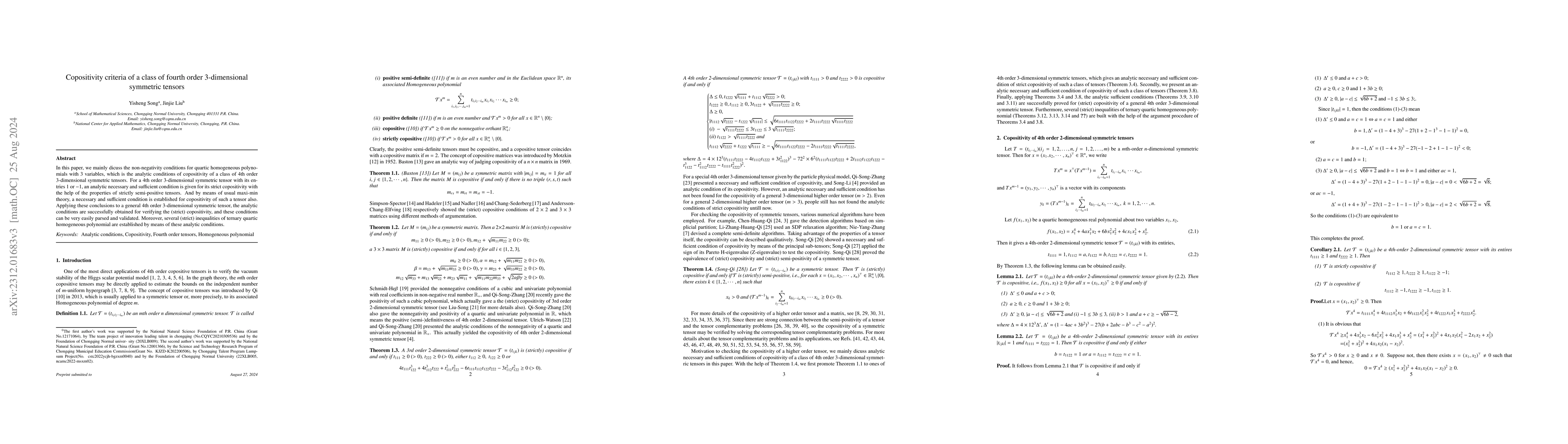 Thumbnail for Copositivity criteria of a class of fourth order 3-dimensional symmetric
  tensors