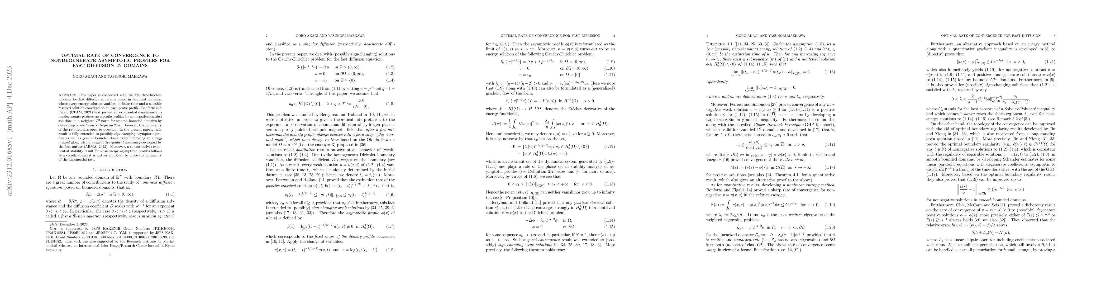 Thumbnail for Optimal rate of convergence to nondegenerate asymptotic profiles for
  fast diffusion in domains