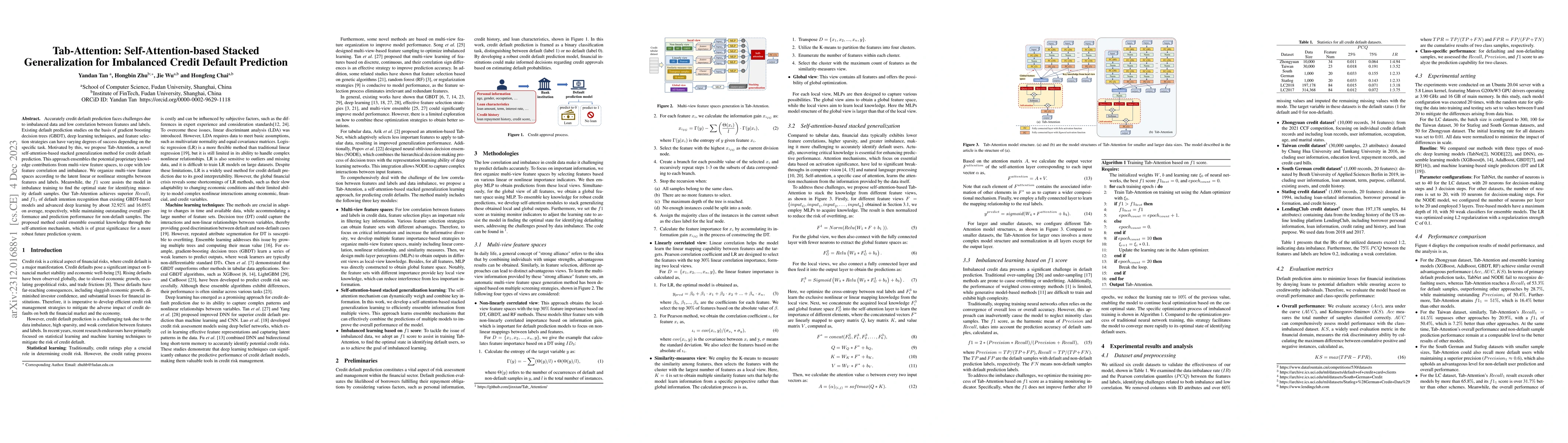 Thumbnail for Tab-Attention: Self-Attention-based Stacked Generalization for
  Imbalanced Credit Default Prediction