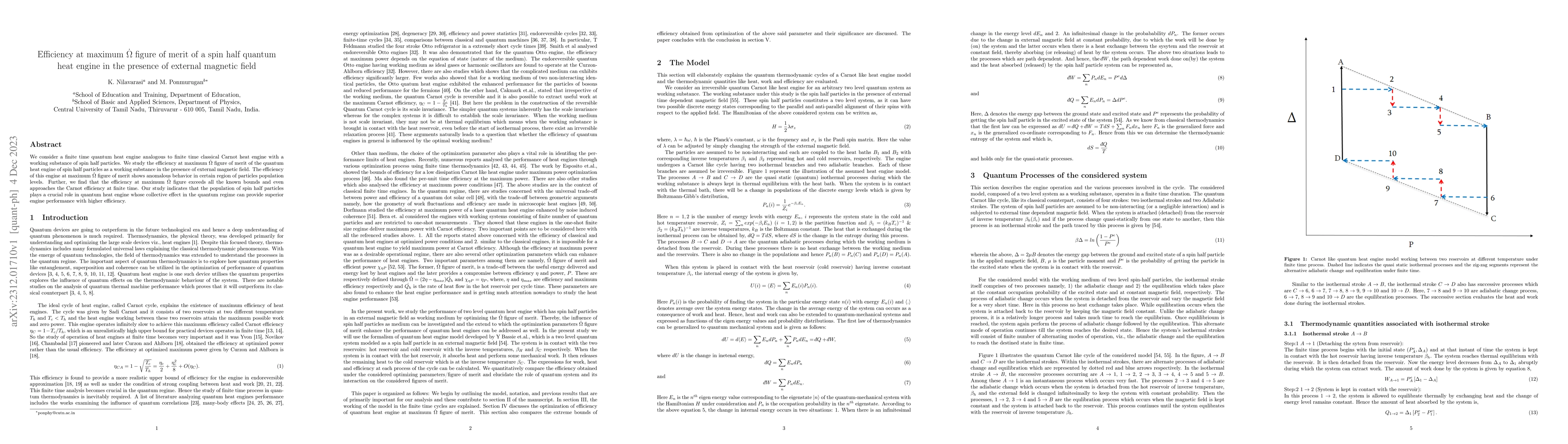 Thumbnail for Efficiency at maximum $\dot{\Omega}$ figure of merit of a spin half
  quantum heat engine in the presence of external magnetic field