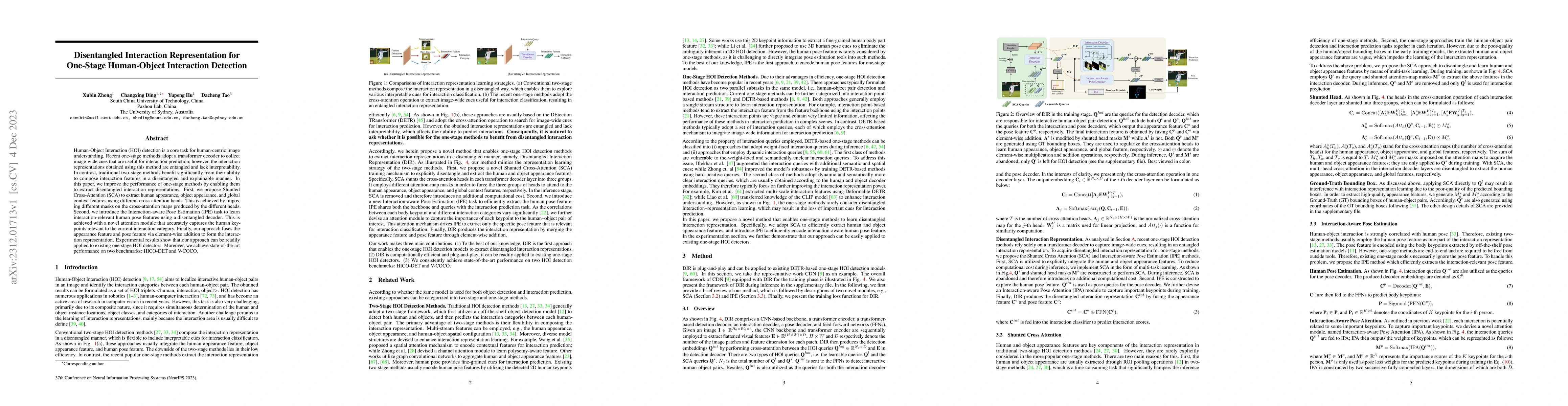 Thumbnail for Disentangled Interaction Representation for One-Stage Human-Object
  Interaction Detection