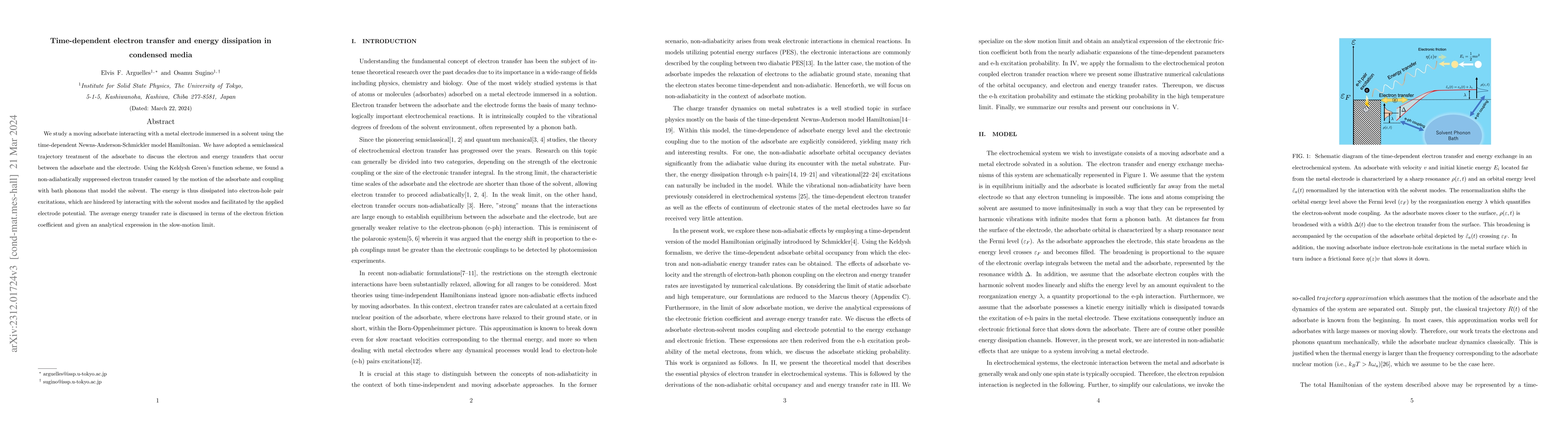 Thumbnail for Time-dependent electron transfer and energy dissipation in condensed
  media