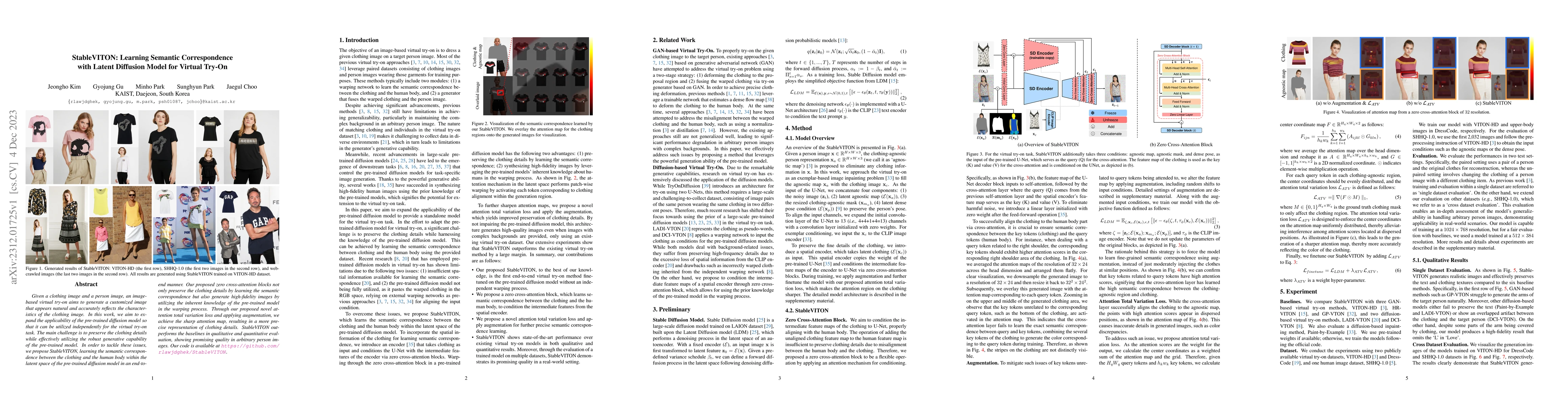 Thumbnail for StableVITON: Learning Semantic Correspondence with Latent Diffusion
  Model for Virtual Try-On
