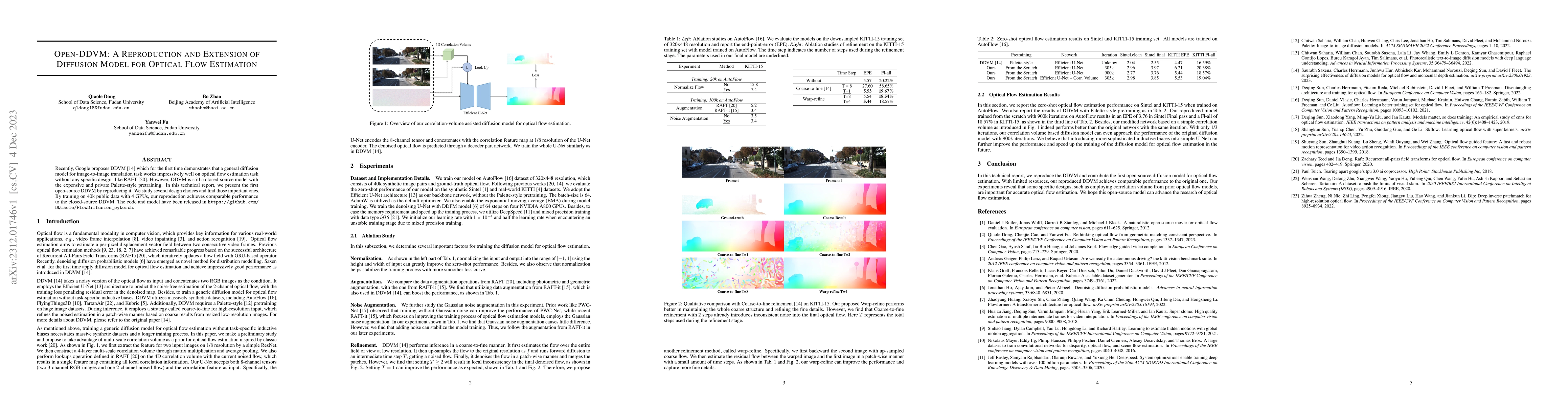 Thumbnail for Open-DDVM: A Reproduction and Extension of Diffusion Model for Optical
  Flow Estimation