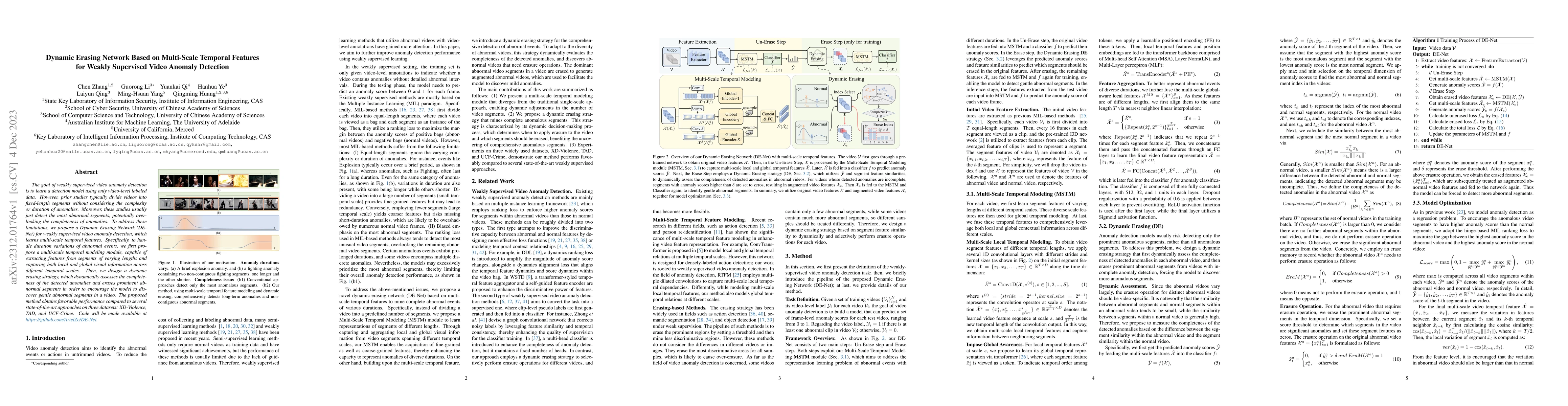 Thumbnail for Dynamic Erasing Network Based on Multi-Scale Temporal Features for
  Weakly Supervised Video Anomaly Detection