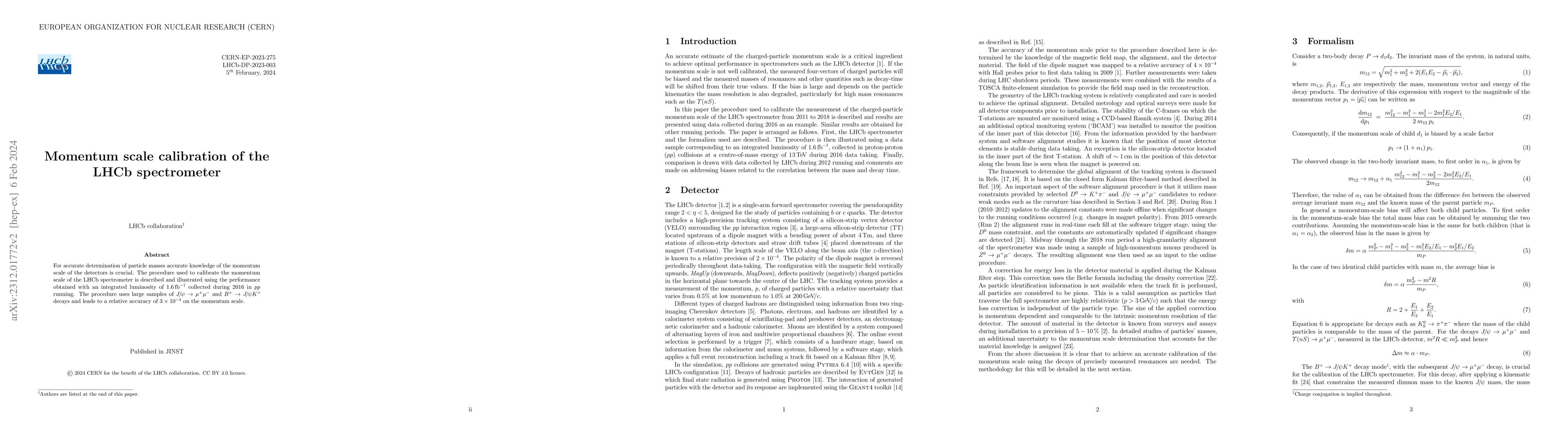 Thumbnail for Momentum scale calibration of the LHCb spectrometer