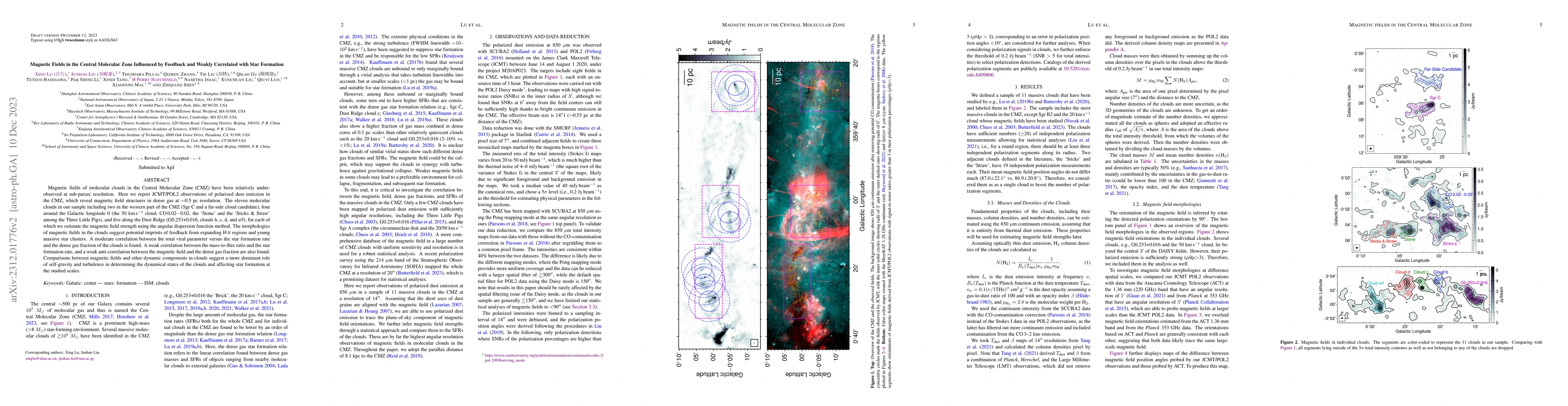 Thumbnail for Magnetic Fields in the Central Molecular Zone Influenced by Feedback and
  Weakly Correlated with Star Formation