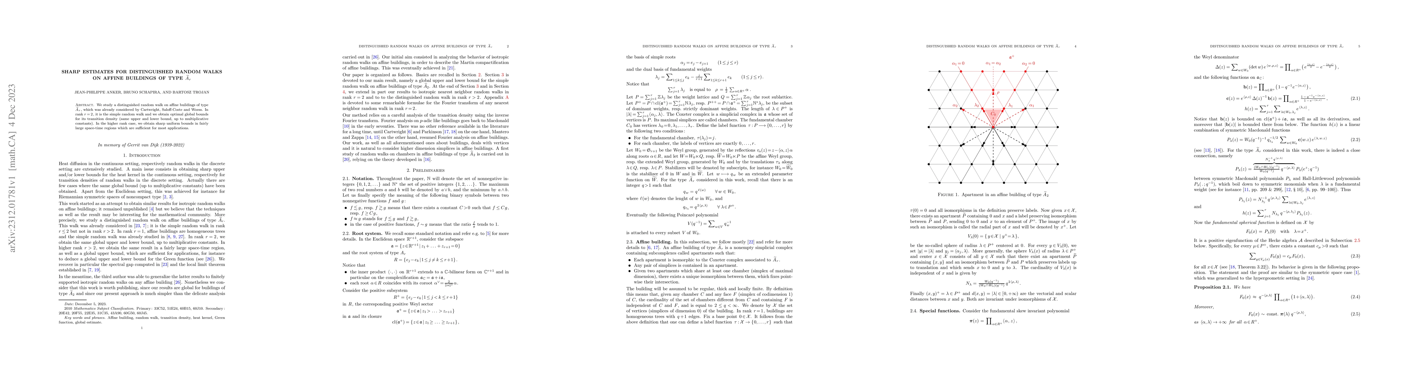 Thumbnail for Sharp estimates for distinguished random walks on affine buildings of
  type Ar