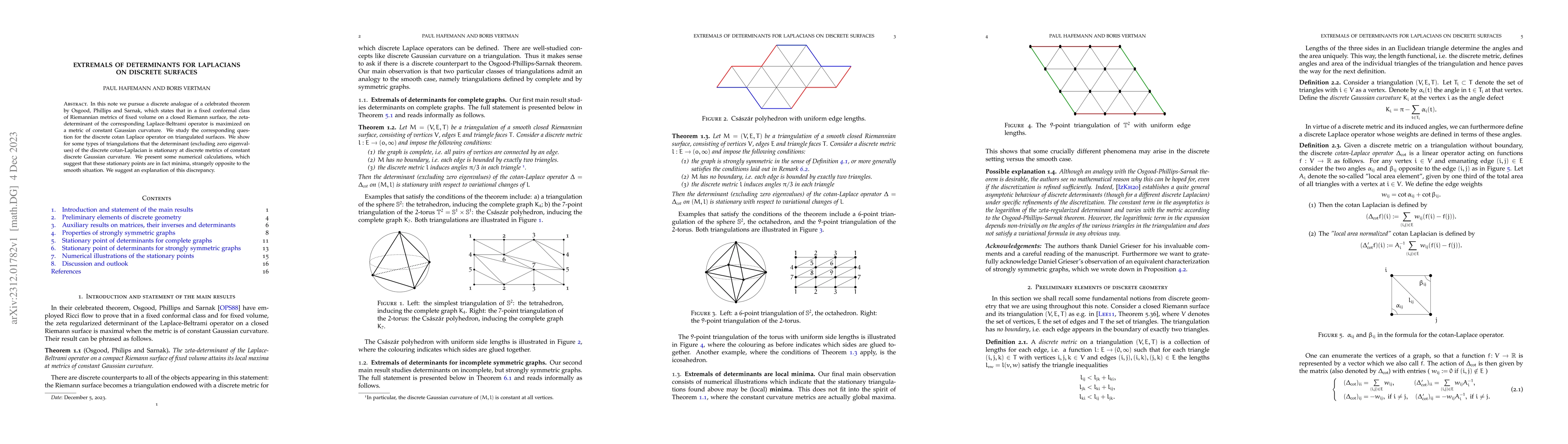 Thumbnail for Extremals of determinants for Laplacians on discrete surfaces