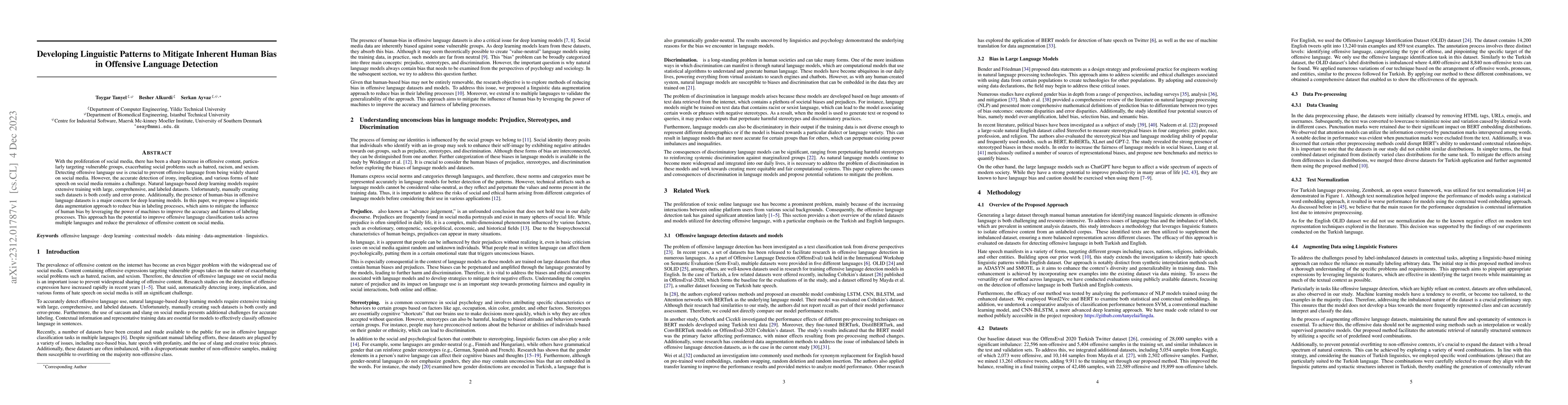 Thumbnail for Developing Linguistic Patterns to Mitigate Inherent Human Bias in
  Offensive Language Detection